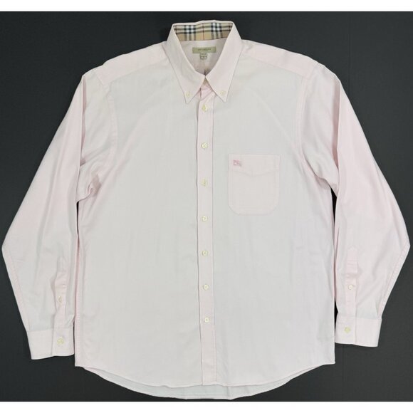 Burberry London Mens Shirt Pink EKD Nova Check Flip Cuff Size Large Button Down - Picture 2 of 14